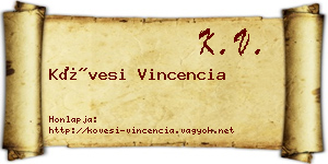 Kövesi Vincencia névjegykártya